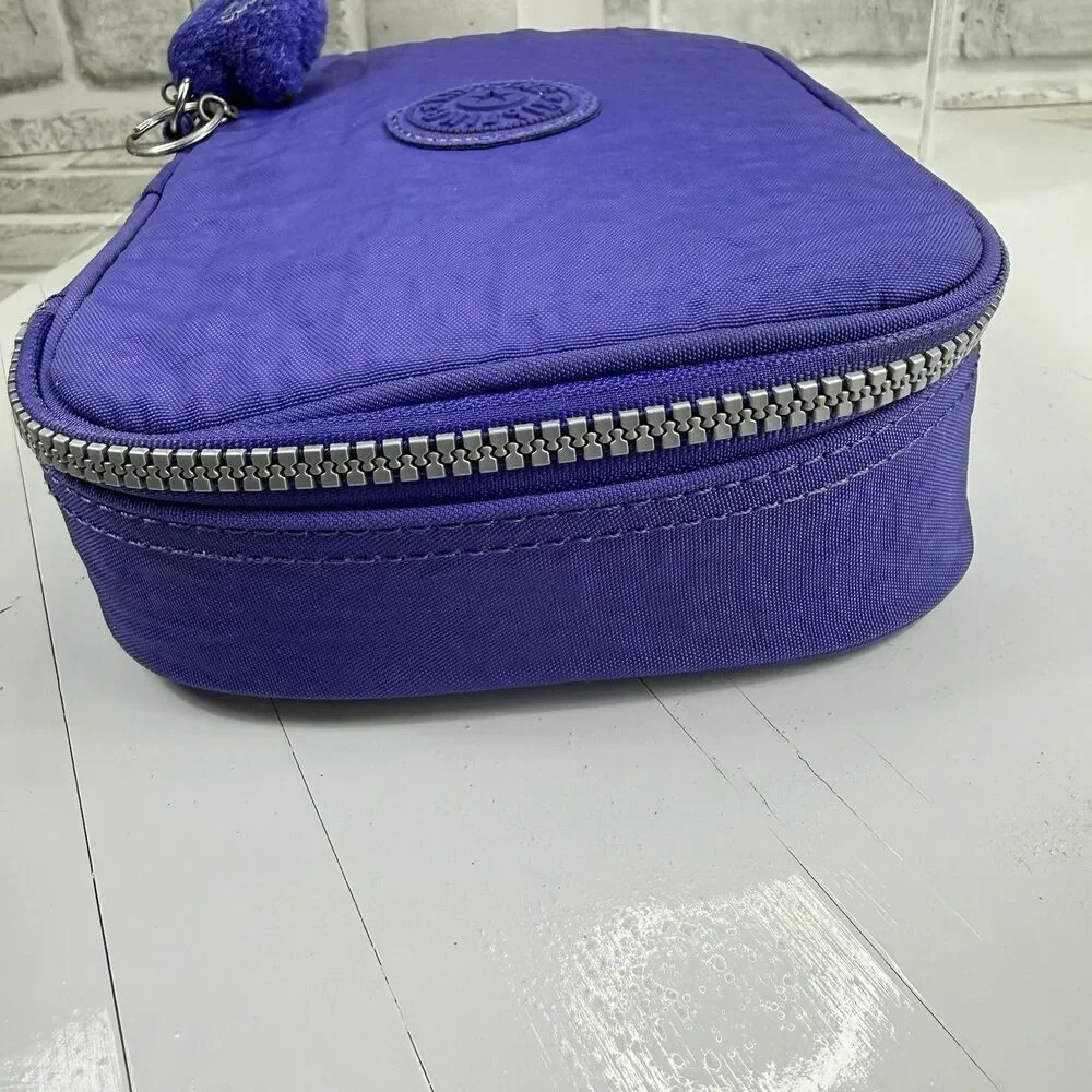Kipling 101 Pens Case Make up Case Clutch Polyamide Purple with Charm